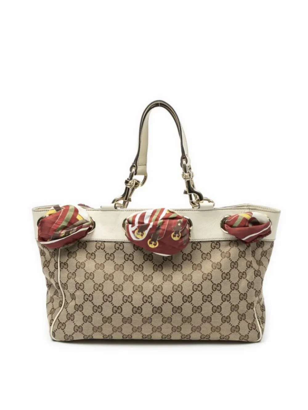Gucci Positano Scarf Tote Ivory Beige GG Canvas